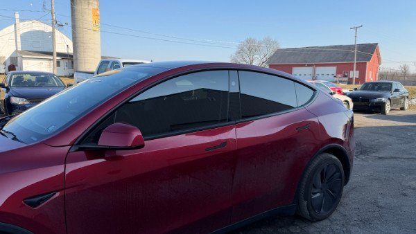 Tesla Model Y ceramic window tint side view after install — Garage 717 Lebanon County PA